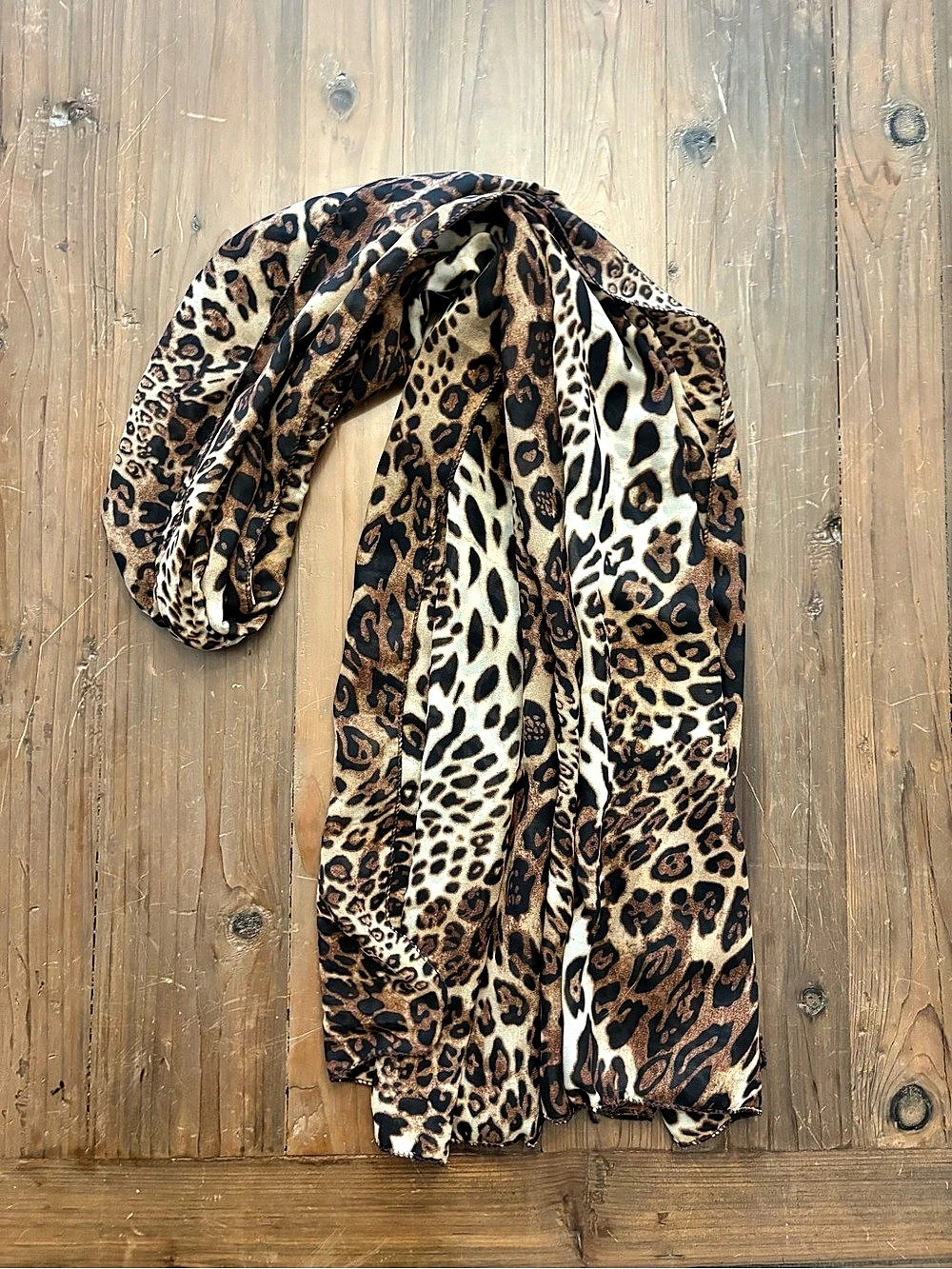 Vintage Y2K Lightweight Sheer Leopard Print Scarf